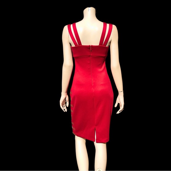 GUESS Deep V Strappy GOLD STUD Body Con Halter Party Dress 4 NWT - Picture 10 of 10